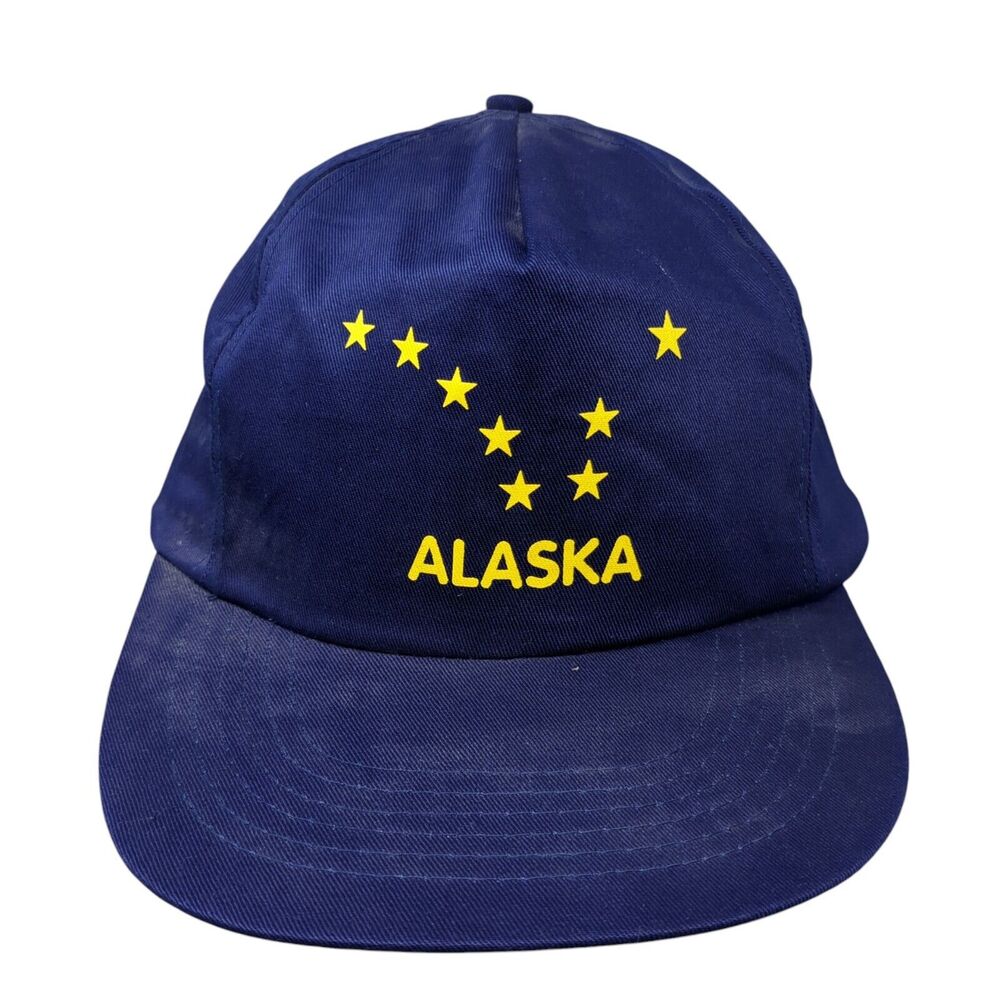 Alaska Snapback Hat Blue One Size Adjustable Patriotic Arctic Circle Cotton
